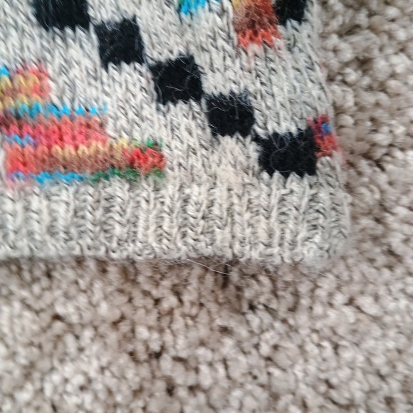 Debut Soft Long Duster Cardigan Sweater Aztec Colorful Rainbow Grey Size Small - Picture 3 of 10